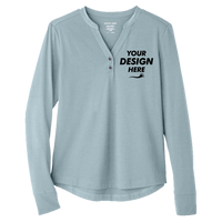 North End Women's JAQ Stretch Performance V-Neck Snap Pullover, Opal Blue, Front view, Mockup
