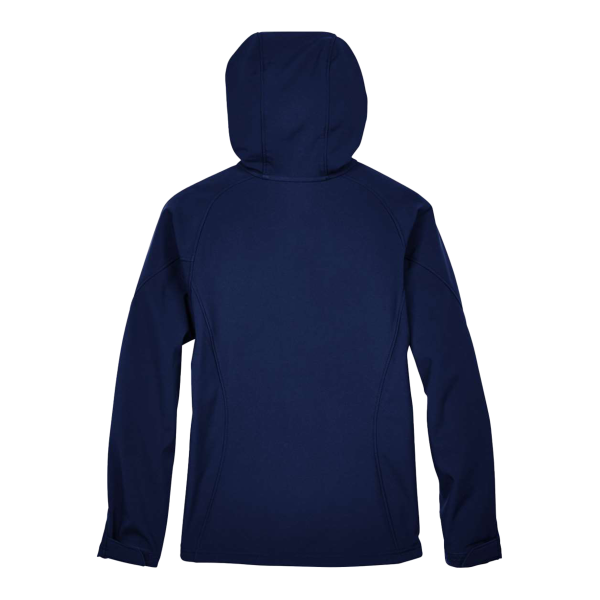 North End Women's Prospect Two-Layer Fleece Bonded Soft Shell Hooded Jacket, Classic Navy, Back view