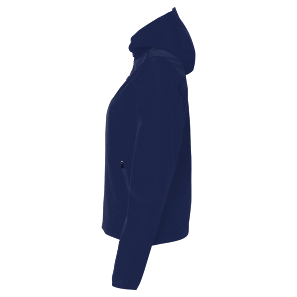 North End Women's Prospect Two-Layer Fleece Bonded Soft Shell Hooded Jacket, Classic Navy, Left Sleeve view