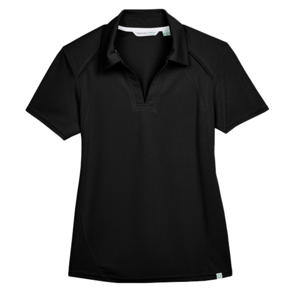 North End Women's Recycled Polyester Performance Pique Polo, Black, Front view