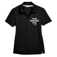 North End Women's Recycled Polyester Performance Pique Polo, Black, Front view, Mockup