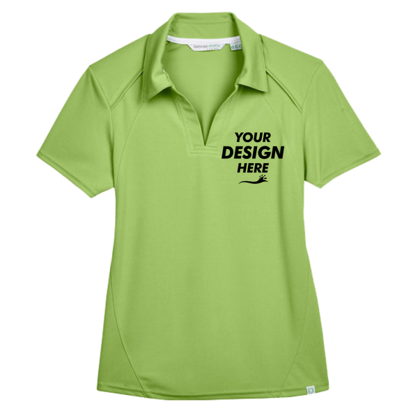 North End Women's Recycled Polyester Performance Pique Polo, Cactus Green, Front view, Mockup