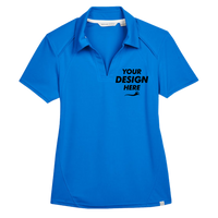 North End Women's Recycled Polyester Performance Pique Polo, Light Nautical Blue, Front view, Mockup