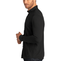OGIO Code Stretch Long Sleeve Button Up, Blacktop, Left Sleeve view
