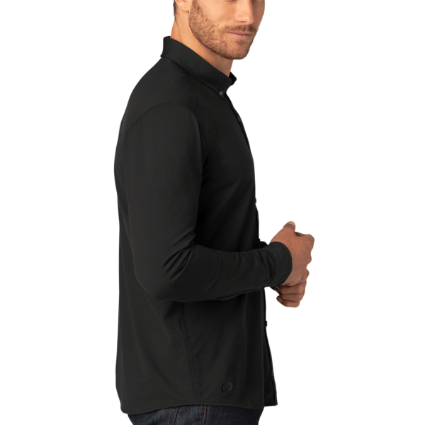 OGIO Code Stretch Long Sleeve Button Up, Blacktop, Right Sleeve view