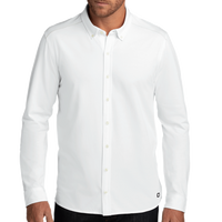 OGIO Code Stretch Long Sleeve Button Up, Bright White, Front view