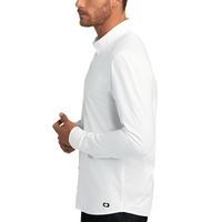 OGIO Code Stretch Long Sleeve Button Up, Bright White, Left Sleeve view