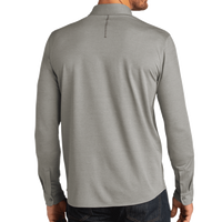 OGIO Code Stretch Long Sleeve Button Up, Tarmac Grey Heather, Back view