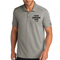 OGIO Code Stretch Polo, Tarmac Grey Heather, Front view, Mockup