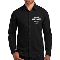 OGIO Commuter Woven Shirt, Blacktop, Front view, Mockup