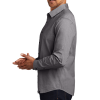 OGIO Commuter Woven Shirt, Gear Grey Heather, Left Sleeve view