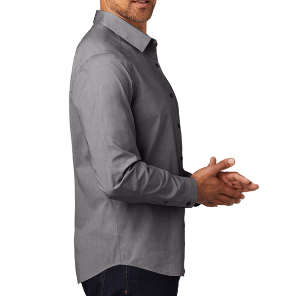 OGIO Commuter Woven Shirt, Gear Grey Heather, Right Sleeve view