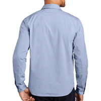 OGIO Commuter Woven Shirt, Metal Blue Heather, Back view