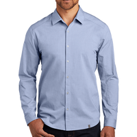 OGIO Commuter Woven Shirt, Metal Blue Heather, Front view