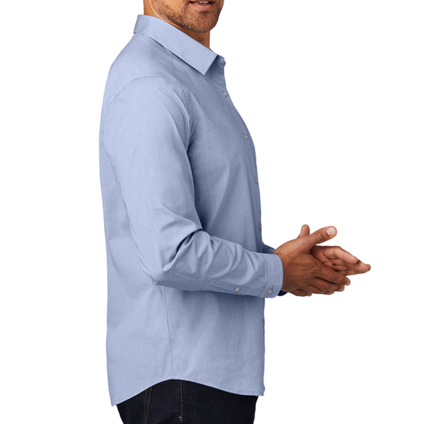 OGIO Commuter Woven Shirt, Metal Blue Heather, Right Sleeve view
