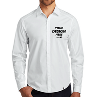 OGIO Commuter Woven Shirt, White, Front view, Mockup
