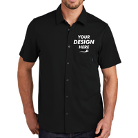 OGIO Extend Short Sleeve Button Up, Blacktop, Front view, Mockup