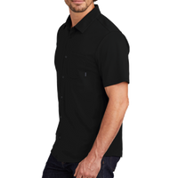 OGIO Extend Short Sleeve Button Up, Blacktop, Left Sleeve view