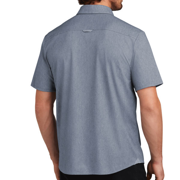 OGIO Extend Short Sleeve Button Up, Deep Blue Heather, Back view