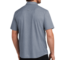 OGIO Extend Short Sleeve Button Up, Deep Blue Heather, Back view