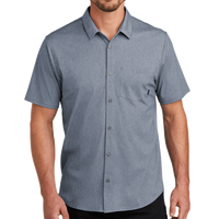 OGIO Extend Short Sleeve Button Up, Deep Blue Heather, Front view