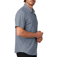 OGIO Extend Short Sleeve Button Up, Deep Blue Heather, Right Sleeve view