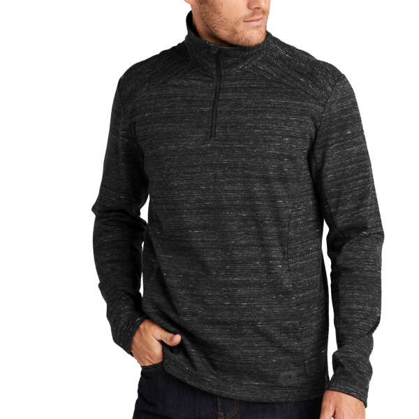 OGIO Flux 1/4 Zip, Blacktop Heather, Front view