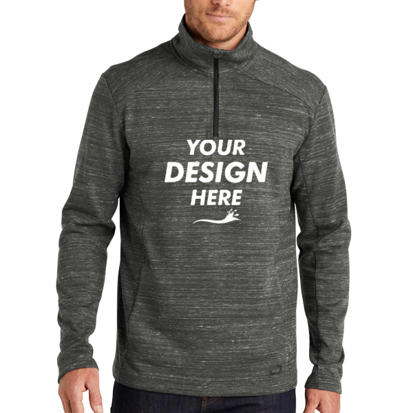 OGIO Flux 1/4 Zip, Tarmac Grey Heather, Front view, Mockup