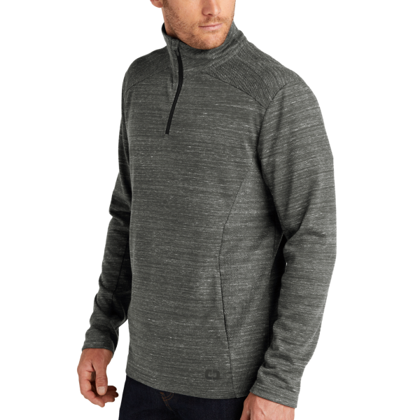 OGIO Flux 1/4 Zip, Tarmac Grey Heather, Left Sleeve view