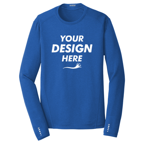 OGIO Long Sleeve Pulse Crew, Electric Blue, Front view, Mockup