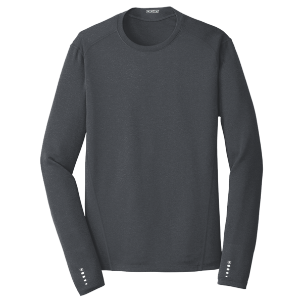 OGIO Long Sleeve Pulse Crew, Gear Grey, Front view