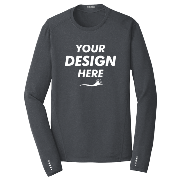 OGIO Long Sleeve Pulse Crew, Gear Grey, Front view, Mockup