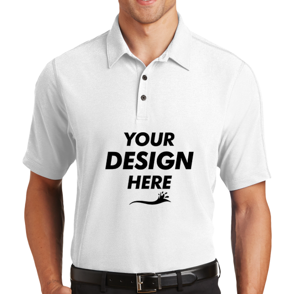OGIO Onyx Polo, White, Front view, Mockup