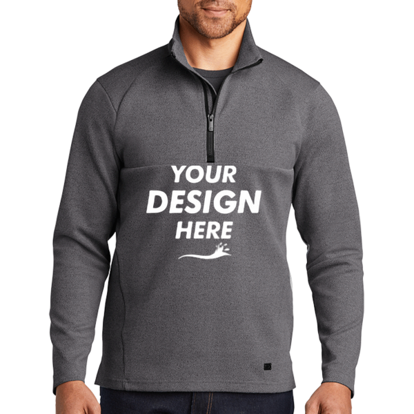OGIO Transition 1/4 Zip, Blacktop Heather, Front view, Mockup