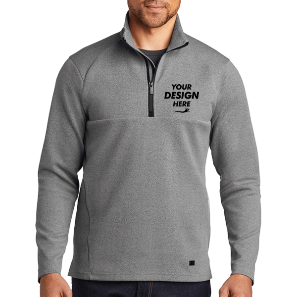 OGIO Transition 1/4 Zip, Petrol Grey Heather, Front view, Mockup