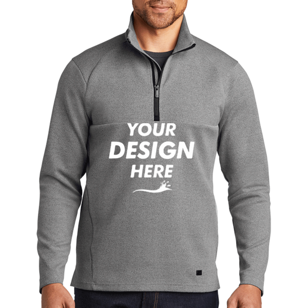 OGIO Transition 1/4 Zip, Petrol Grey Heather, Front view, Mockup