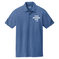 OGIO Tread Polo, Blue Heather, Front view, Mockup