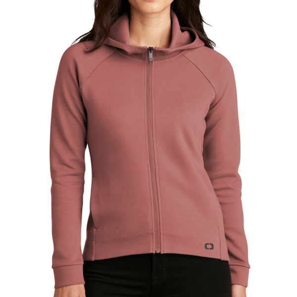OGIO Women's Bolt Full Zip Hoodie, Deep Rose, Front view