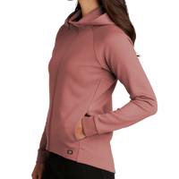 OGIO Women's Bolt Full Zip Hoodie, Deep Rose, Left Sleeve view
