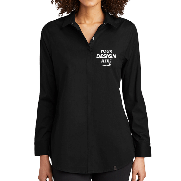 OGIO Women's Commuter Woven Tunic, Blacktop, Front view, Mockup
