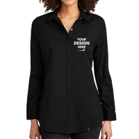 OGIO Women's Commuter Woven Tunic, Blacktop, Front view, Mockup