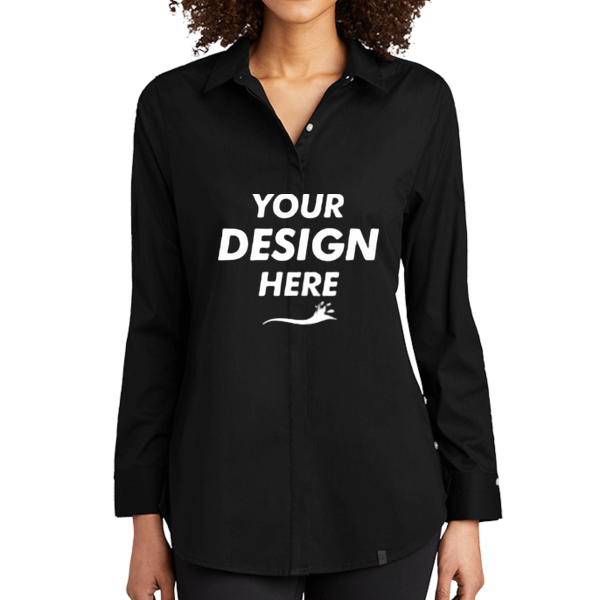 OGIO Women's Commuter Woven Tunic, Blacktop, Front view, Mockup
