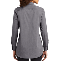 OGIO Women's Commuter Woven Tunic, Gear Grey Heather, Back view