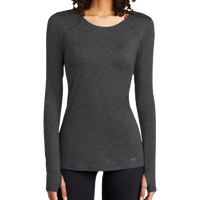 OGIO Women's Force Long Sleeve Tee, Blacktop Heather, Front view