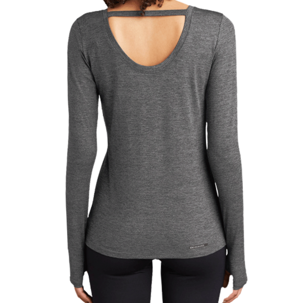 OGIO Women's Force Long Sleeve Tee, Gear Grey Heather, Back view