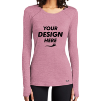 OGIO Women's Force Long Sleeve Tee, Lilac Heather, Front view, Mockup