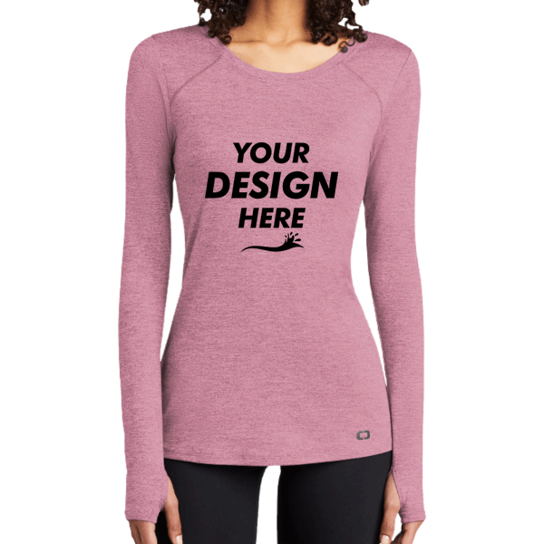 OGIO Women's Force Long Sleeve Tee, Lilac Heather, Front view, Mockup