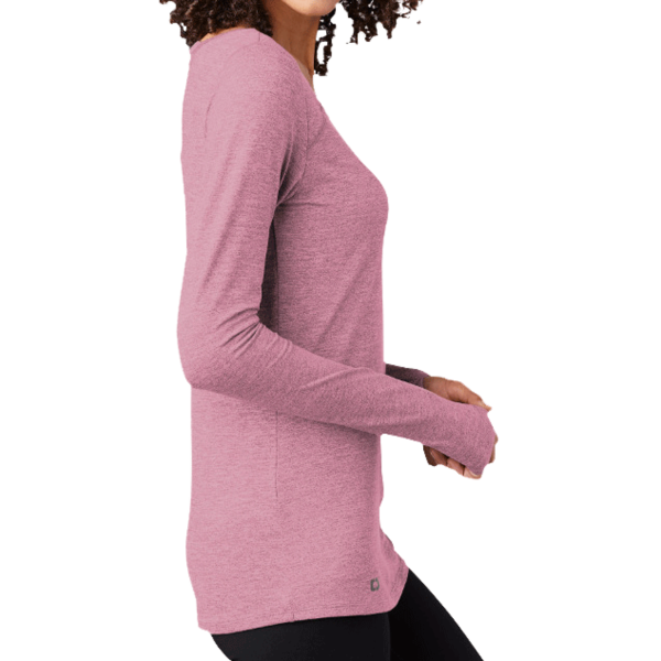 OGIO Women's Force Long Sleeve Tee, Lilac Heather, Right Sleeve view