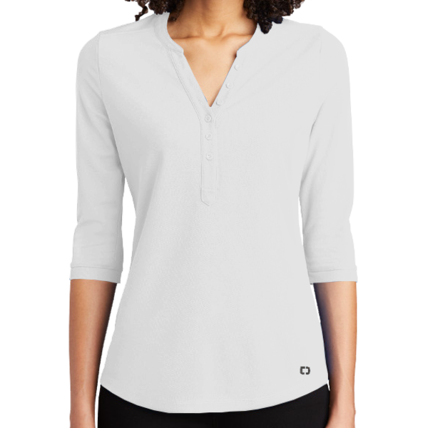 OGIO Women's Jewel Henley, Bright White, Front view