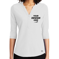 OGIO Women's Jewel Henley, Bright White, Front view, Mockup